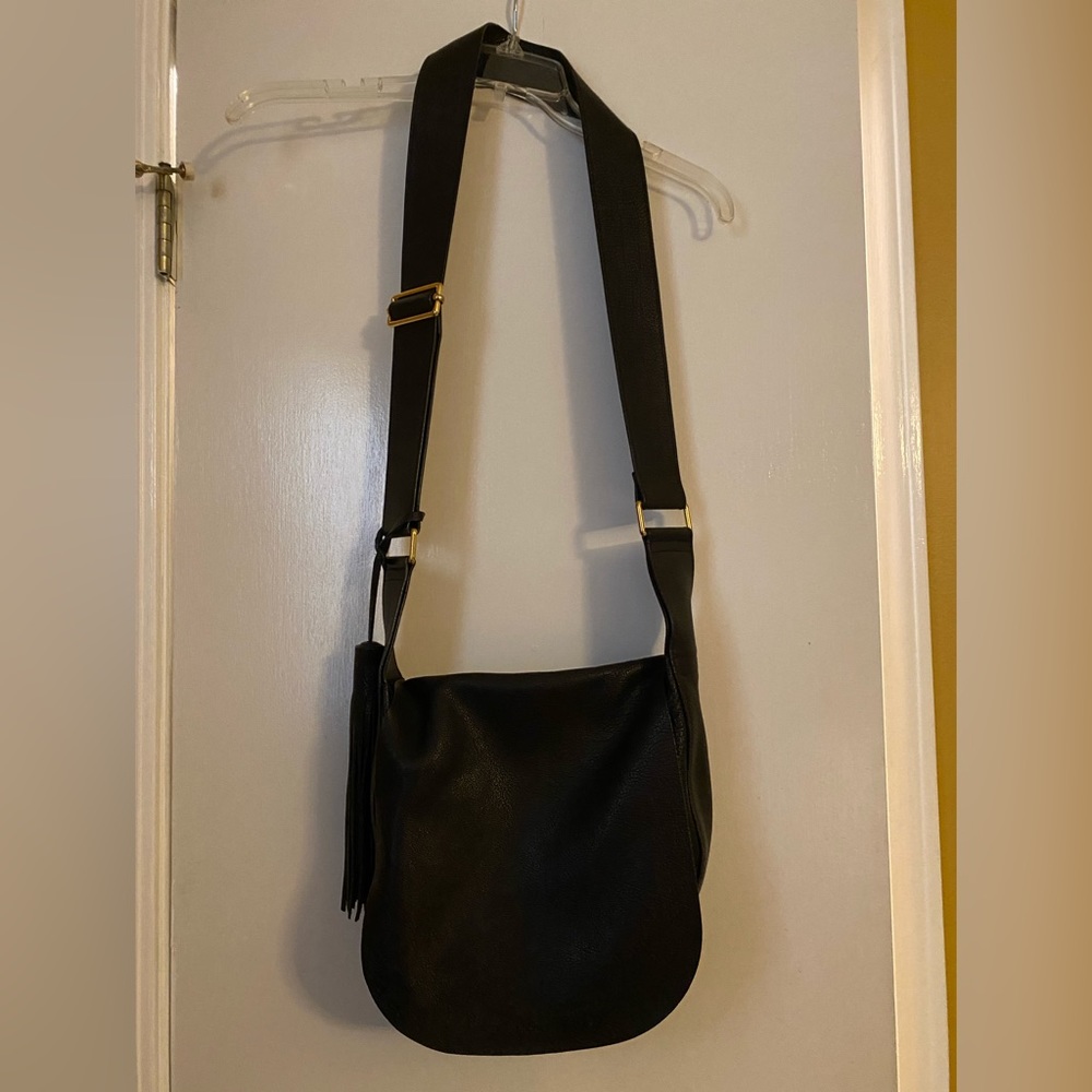 A.L.C sling crossbody leather bag black with tassel